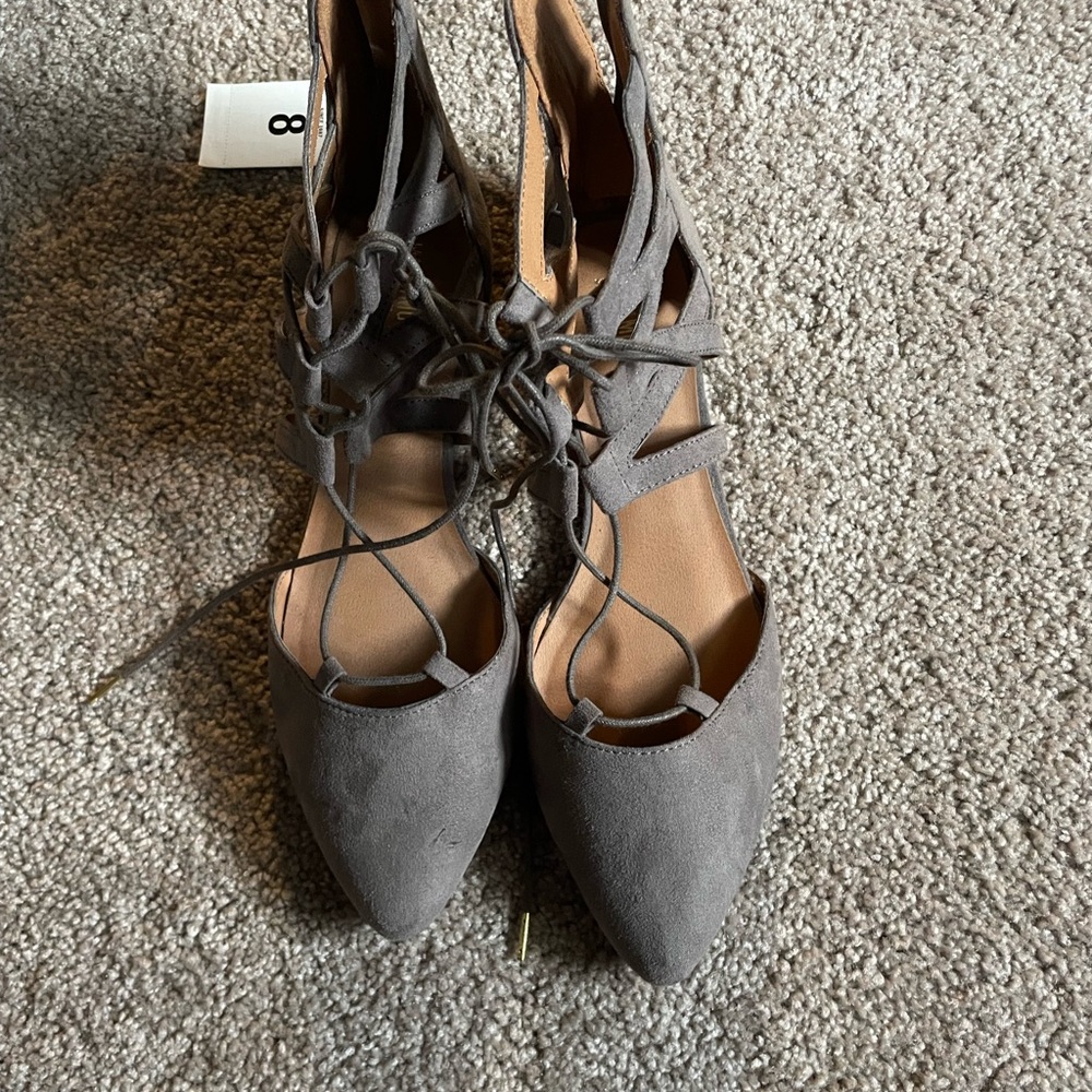 Elegant Gray Lace-Up Women's Shoes